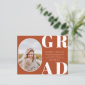 GRAD Rounded Foto Frame Abschluss Einladung Postkarte (Stehend Vorderseite)