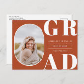 GRAD Rounded Foto Frame Abschluss Einladung Postkarte (Vorne/Hinten)