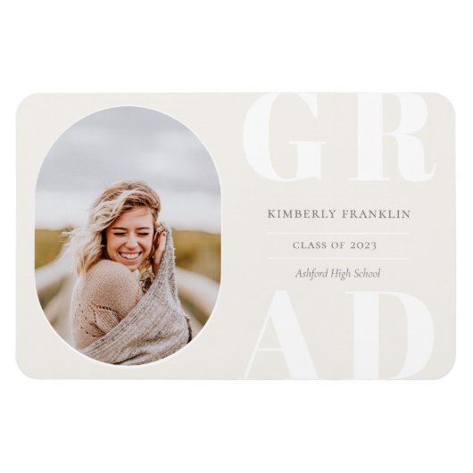GRAD Rounded Foto Frame Abschluss Magnet (Horizontal)