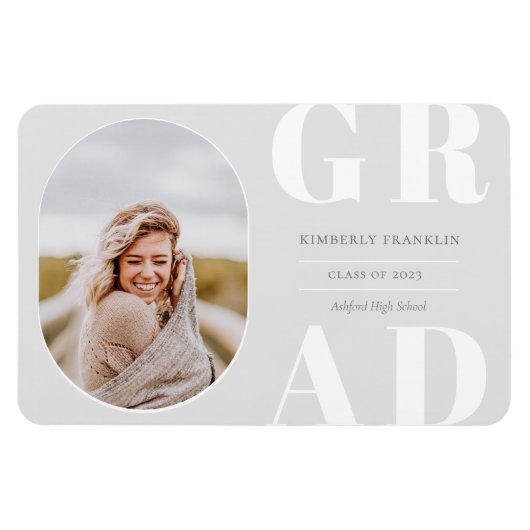GRAD Rounded Foto Frame Abschluss Magnet (Horizontal)
