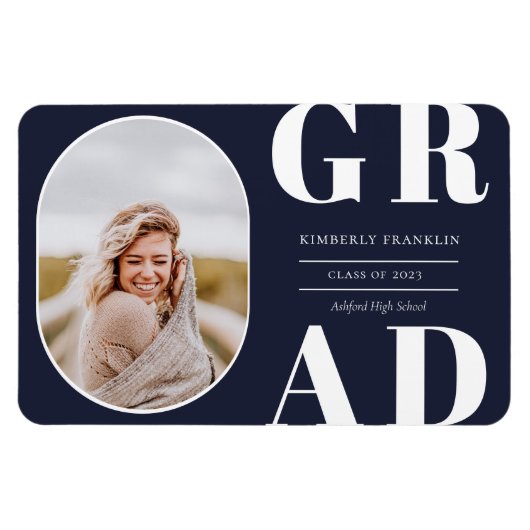 GRAD Rounded Foto Frame Abschluss Magnet (Horizontal)