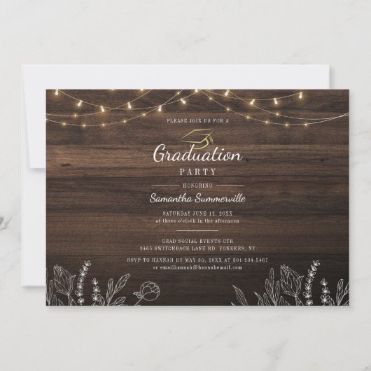 Grad Rustic Script Class of 2022 Graduation Party Einladung (Vorderseite)