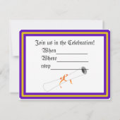 Grad-Schulfarben Lila und Gold Einladung (Rückseite)