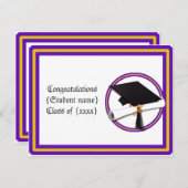 Grad-Schulfarben Lila und Gold Einladung (Vorne/Hinten)