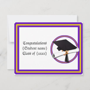 Grad-Schulfarben Lila und Gold Einladung
