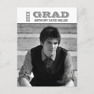 Grad Schwarz/Weiß-Abschluss Ankündigung Postkarte