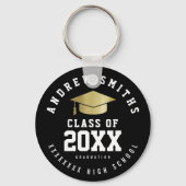 Grad Schwarze Schlüsselanhänger mit Name und Klass (Vorderseite)