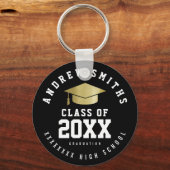 Grad Schwarze Schlüsselanhänger mit Name und Klass (Vorderseite)