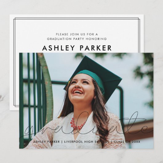 Grad Script Foto Graduate Ankündigung Card_Rauch (Vorne/Hinten)