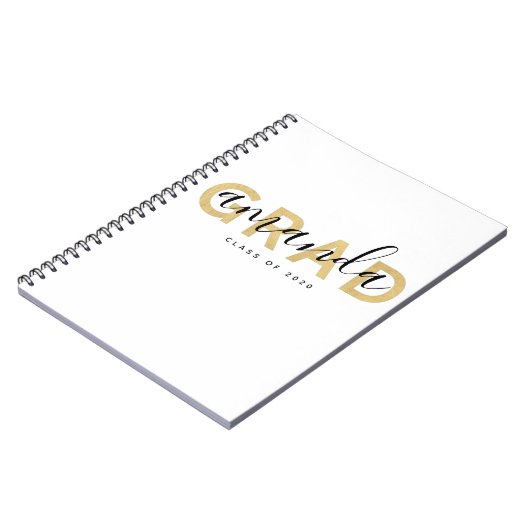 Grad Script Name Personalisiert Gold Black Modern Notizblock (Linke Seite)
