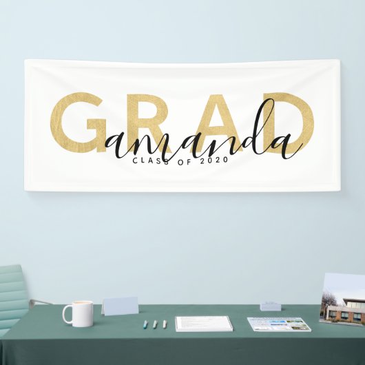 Grad Script Name Personalisiert Moderner Abschluss Banner (Messe)