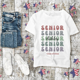 Grad Senior Class Trendy Retro Individuelle Name T-Shirt