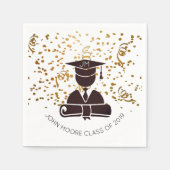 Grad Silhouette mit Diplom und Confetti Serviette (Vorderseite)