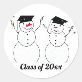 Grad Snowmen Abschluss Runder Aufkleber (Vorderseite)
