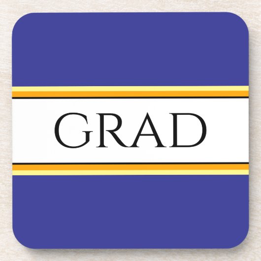 GRAD Sporty Deep Blue Orange White Racing Stripes Getränkeuntersetzer (Vorderseite)