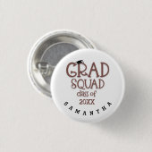 Grad Squad Girly Name Jahr Graduate Button (Vorne & Hinten)