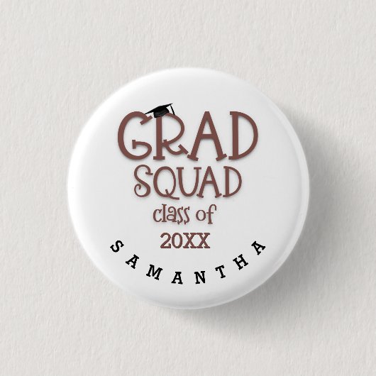 Grad Squad Girly Name Jahr Graduate Button (Vorderseite)