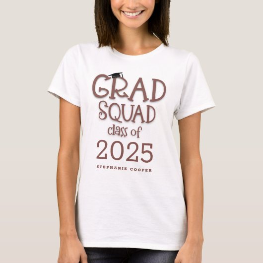 Grad Squad-Klasse 2025 Name Abschluss T-Shirt (Vorderseite)