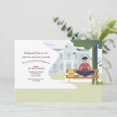 Grad-Studentin auf der Laptop-Computer-Graduations Einladung (Stehend Vorderseite)