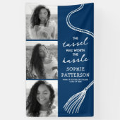 Grad Tassel 3 Foto Blue Abschluss Banner (Vertikal)