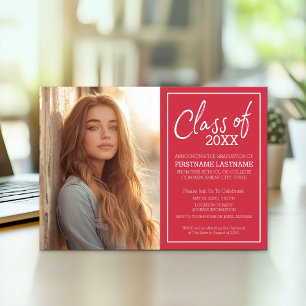 Grad Trendy Abschluss Foto Ankündigung rot