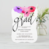 Grad Typografie Bright Watercolor Blume Einladung (Stehend Vorderseite)