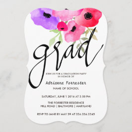 Grad Typografie Bright Watercolor Blume Einladung