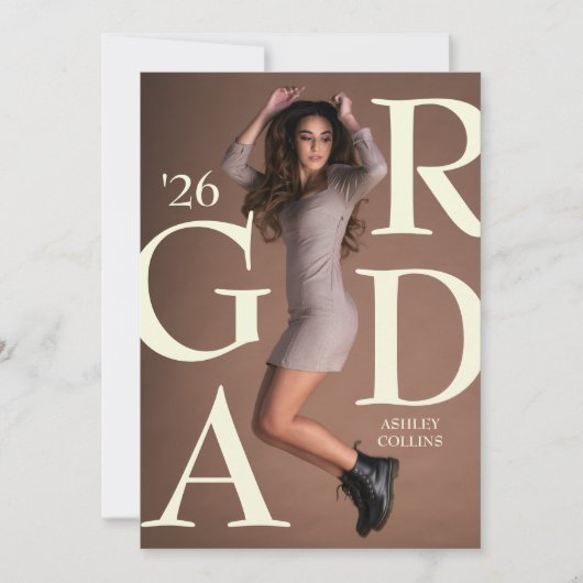 GRAD Typografie Custom Foto Abschluss Ankündigung (Vorderseite)
