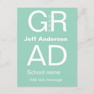 Grad Typografie modern Abschluss einfach minimal c Postkarte