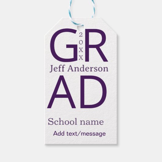 Grad Typografie modern Abschluss einfach minimal Geschenkanhänger (Vorderseite)