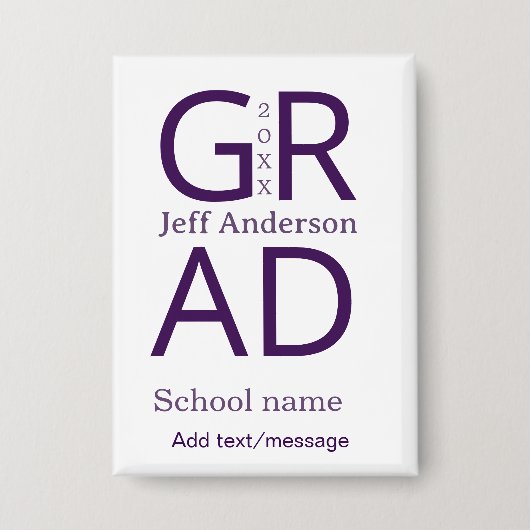 Grad Typografie moderne Abschlussfeier einfach min Button (Vorderseite)