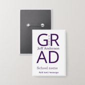 Grad Typografie moderne Abschlussfeier einfach min Button (Vorderseite/Rückseite)