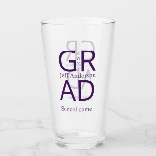 Grad Typografie moderne Abschlussfeier einfach min Glas (Vorderseite)