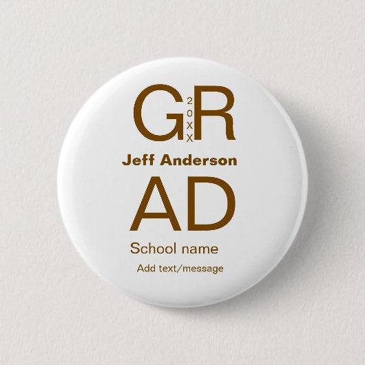 Grad Typografie Moderner Abschluss einfach minimal Button (Vorderseite)