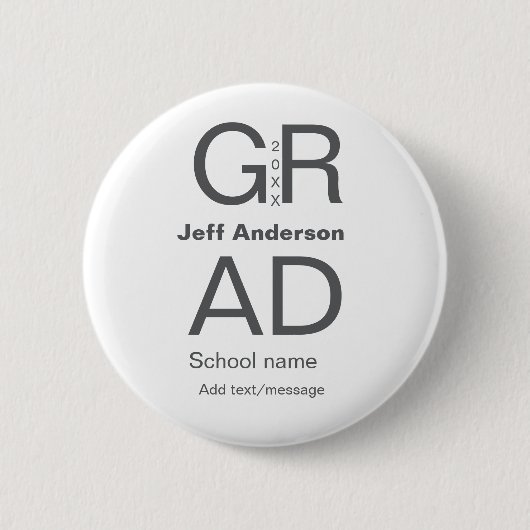 Grad Typografie Moderner Abschluss einfach minimal Button (Vorderseite)