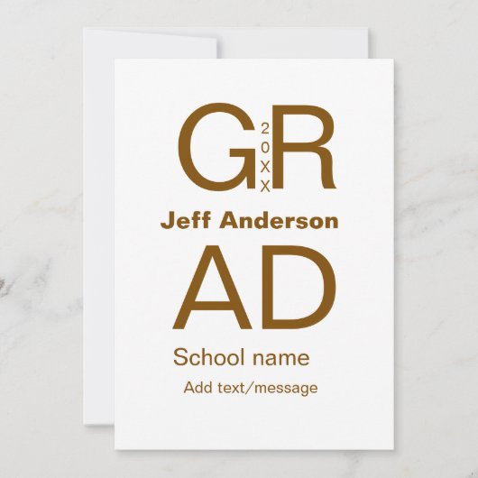 Grad Typografie Moderner Abschluss einfach minimal Einladung (Vorderseite)