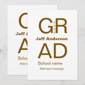Grad Typografie Moderner Abschluss einfach minimal Einladung (Vorne/Hinten)