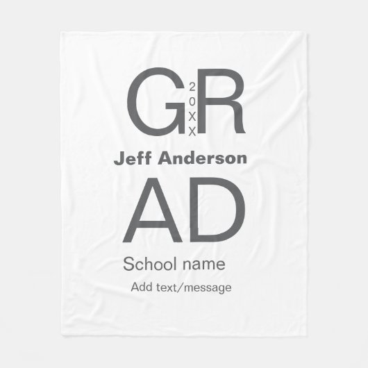 Grad Typografie Moderner Abschluss einfach minimal Fleecedecke (Vorderseite)