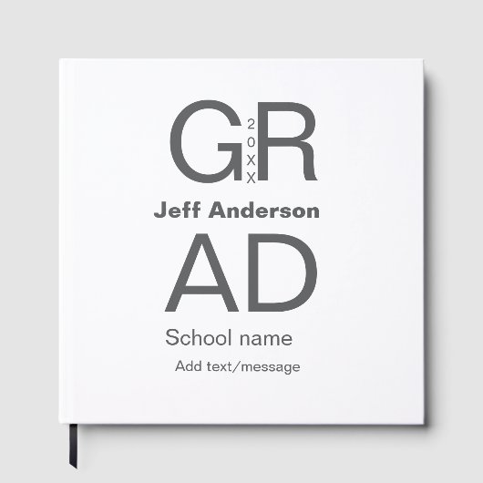 Grad Typografie Moderner Abschluss einfach minimal Gästebuch (Vorderseite)