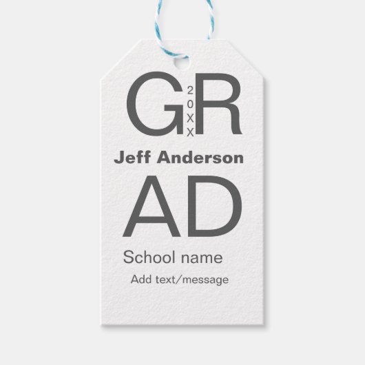 Grad Typografie Moderner Abschluss einfach minimal Geschenkanhänger (Vorderseite)