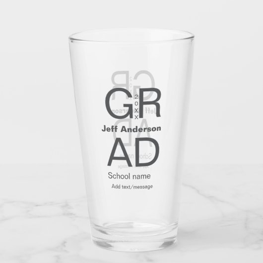 Grad Typografie Moderner Abschluss einfach minimal Glas (Vorderseite)