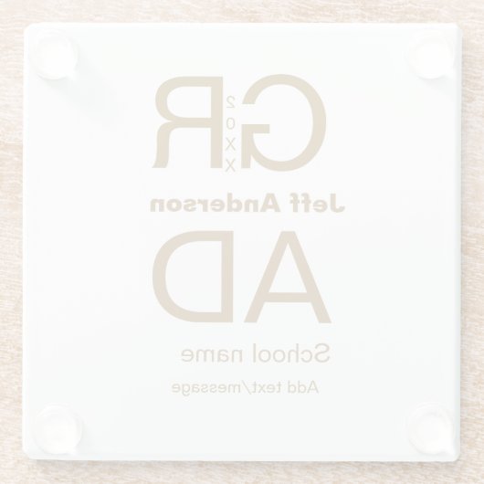 Grad Typografie Moderner Abschluss einfach minimal Glasuntersetzer (Rückseite)