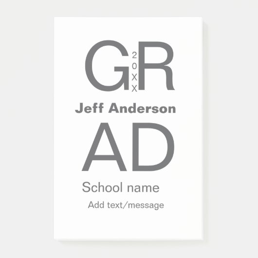Grad Typografie Moderner Abschluss einfach minimal Post-it Klebezettel (Vorderseite)