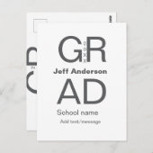 Grad Typografie Moderner Abschluss einfach minimal Postkarte (Vorne/Hinten)