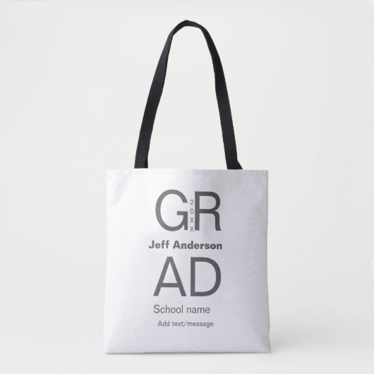 Grad Typografie Moderner Abschluss einfach minimal Tasche (Vorderseite)