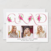 GRAD-Typografie Rosenrosen Blumenrosen Foto Abschl Ankündigung (Vorderseite)