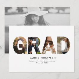 GRAD Typography 4 Image Graduation Announcement Einladung