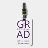 Grad typography modern graduation simple minimal c gepäckanhänger (Vorderseite vertikal)
