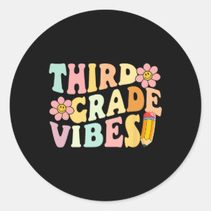 Grad vibes 3. Klasse 1 Schullehrer Ki Runder Aufkleber