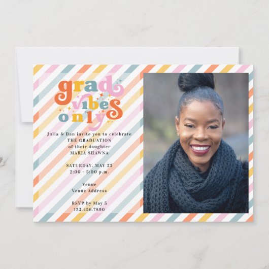 Grad vibes only grade party class of 2024 einladung (Rückseite)